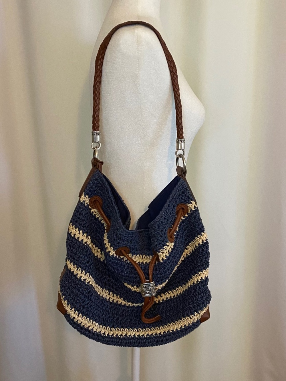 Brighton Sierra Raffia Straw Hobo Bucket Bag